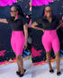 Neon Pink Bandage Bermuda Shorts