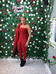 Red Tube Jumpsuit/Cardigan Set